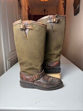 Chippewa Cutter Snake Boot 17" Men's 9.5 Leather Canvas Moc Toe USA